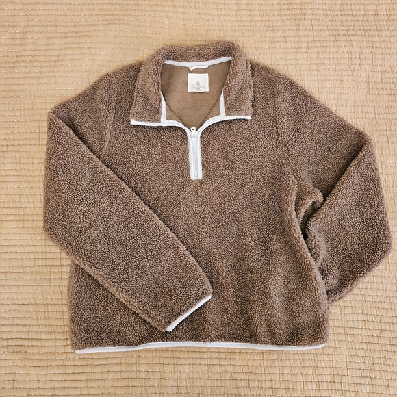 Aspen Sweaters - Aspen Teddy Bear Sherpa Fleece Pull Over Quarter Zip Cozy Cabincore